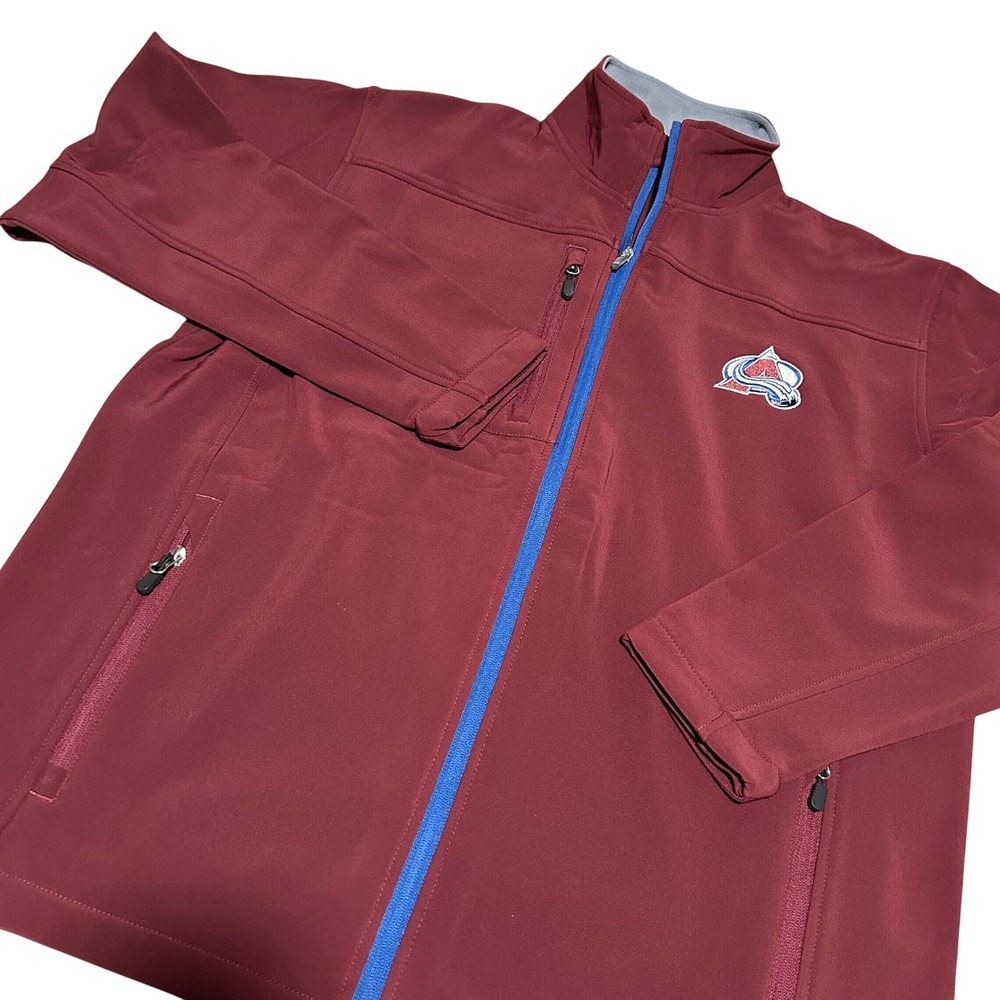 NHL Colorado Avalanche Jacket Mens L Burgundy Softshell Fleece Lined Zip NWOT